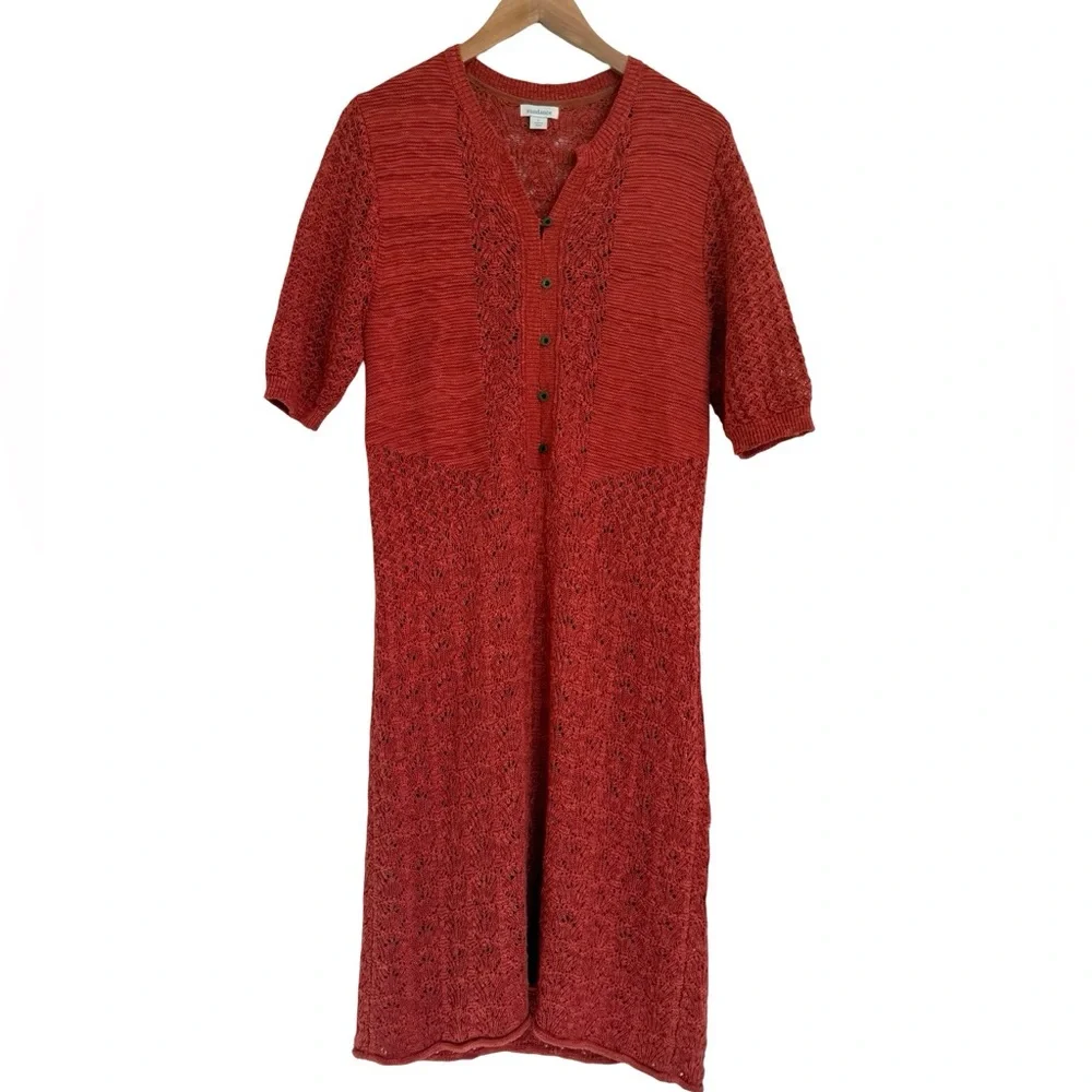 Sundance Burnt Orange Red Knit Midi Dress Size Large L - Picture 2 of 7